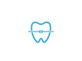 Tooth with dental wire for orthodontic for logo design