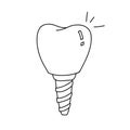 Tooth Denture outline doodle icon. Dentistry, stomatology and dental care concept.