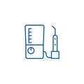 Tooth drilling machine line icon concept. Tooth drilling machine flat vector symbol, sign, outline illustration.