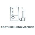 Tooth drilling machine vector line icon, linear concept, outline sign, symbol