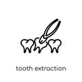 Tooth extraction icon. Trendy modern flat linear vector Tooth ex