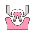 Tooth extraction sign, dental related icon, filled outline