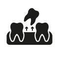 Tooth Extraction Silhouette Icon. Human Tooth Lose Glyph Pictogram. Removal of Teeth. Oral Disease. Dental Treatment