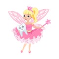 Tooth fairy in a caron and with a magic platter Royalty Free Stock Photo