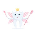 Tooth fairy in a caron and with a magic platter Royalty Free Stock Photo