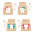 Tooth Fairy bag with funny teeth with wings