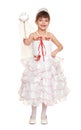 Tooth fairy girl dressed in white with wings Royalty Free Stock Photo