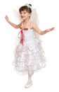 Tooth fairy girl dressed in white with wings Royalty Free Stock Photo