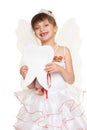 Tooth fairy girl dressed in white with wings Royalty Free Stock Photo