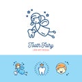 Tooth Fairy logo Childrens dentistry thin line art icons