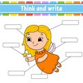 Tooth Fairy. Think and write. Body part. Learning words. Education worksheet. Activity page for study English. Isolated vector