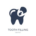 Tooth filling icon. Trendy flat vector Tooth filling icon on white background from Dentist collection Royalty Free Stock Photo