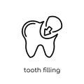 Tooth filling icon. Trendy modern flat linear vector Tooth filling icon on white background from thin line Dentist collection