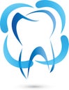 Tooth and four drops, tooth and dentist logo