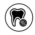 Tooth, germs, design, dental icon. Black vector sketch