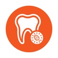 Tooth, germs, design, dental icon. Orange vector sketch