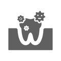 Tooth, germs icon. Gray vector illustration