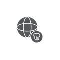 Tooth and globe vector icon sign and symbol isolated on white background Royalty Free Stock Photo