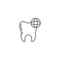 Tooth and globe vector icon sign and symbol isolated on white background Royalty Free Stock Photo