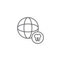 Tooth and globe vector icon sign and symbol isolated on white background Royalty Free Stock Photo