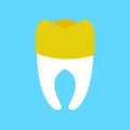 Tooth with gold Dental crown . Dentist illustration Royalty Free Stock Photo