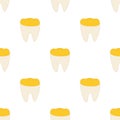Tooth with golden dental crown pattern seamless vector
