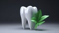 tooth with green leaf, health