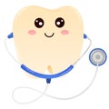 Happy tooth. Cartoon dental character. Cute dentist mascot.