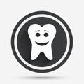 Tooth happy face sign icon. Healthy tooth.