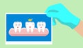 Tooth health icon Yellow crown. Cute funny cartoon smiling character. King queen prince princess Oral dental hygiene. Children tee Royalty Free Stock Photo