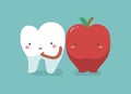 Tooth healthy and fresh apple ,teeth and tooth concept of dental