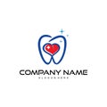 Tooth with heart dental logo design vector Royalty Free Stock Photo