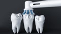 Tooth human cartoon. A tooth enjoys being cleaned. - 3d rendering Royalty Free Stock Photo