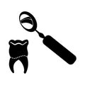 tooth human with dentist mirror vector illustration Royalty Free Stock Photo
