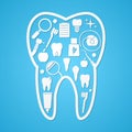 Tooth hygiene and threatment symbols. Royalty Free Stock Photo