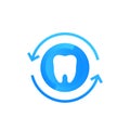 tooth icon with arrows, vector logo design Royalty Free Stock Photo