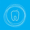 Tooth Icon on a blue background with abstract circles around and place for your text. Royalty Free Stock Photo