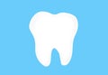 Tooth icon on blue background. Oral dental hygiene. Design element Royalty Free Stock Photo
