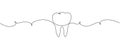 Tooth icon in continuous linear editable drawing style. Concept of linear drawing of healthy molar. Vector illustration.