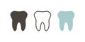 Tooth icon. Dental icons. Teeth in flat and linear design. - vector