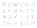 Tooth icon. Dental teeth stomatology health care thin line vector colored symbols