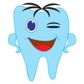 Tooth Icon with Happy Smile and Winking Eye