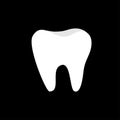 Tooth icon. Healthy tooth. Oral dental hygiene. Children teeth care. Tooth health. Black background. Flat design.