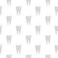 Tooth icon with sparkle seamless pattern isolated on white background Royalty Free Stock Photo