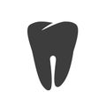 Tooth icon vector or dental care black and white pictogram shape design vector symbol isolated, idea of stomatology