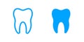 Tooth icons for dentistry, dental clinic, toothpaste and mouthwash. Tooth with roots or molar teeth line icons for dentistry and Royalty Free Stock Photo