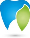 Tooth and leaf, dentist logo