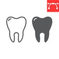 Tooth line and glyph icon, dental and stomatolgy, tooth sign vector graphics, editable stroke linear icon, eps 10.