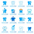 Tooth line icons, symbols and design elements. Tooth signs for stomatology, dentist and dental care clinics. Dental set design Royalty Free Stock Photo