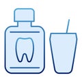 Tooth liquid bottle flat icon. Tooth rinse blue icons in trendy flat style. Oral hygiene gradient style design, designed